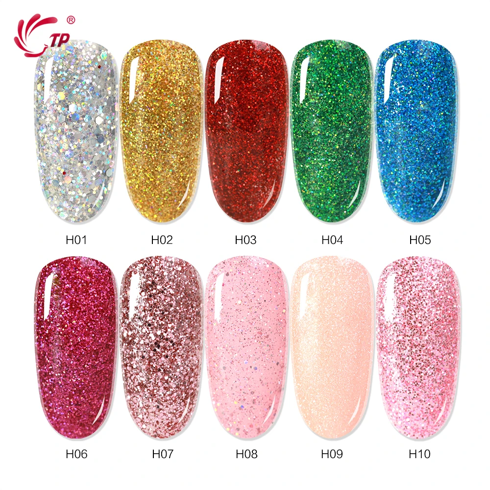 Набор пудры для ногтей TP 10 мл флуоресцентная неоновая пудра с блеском