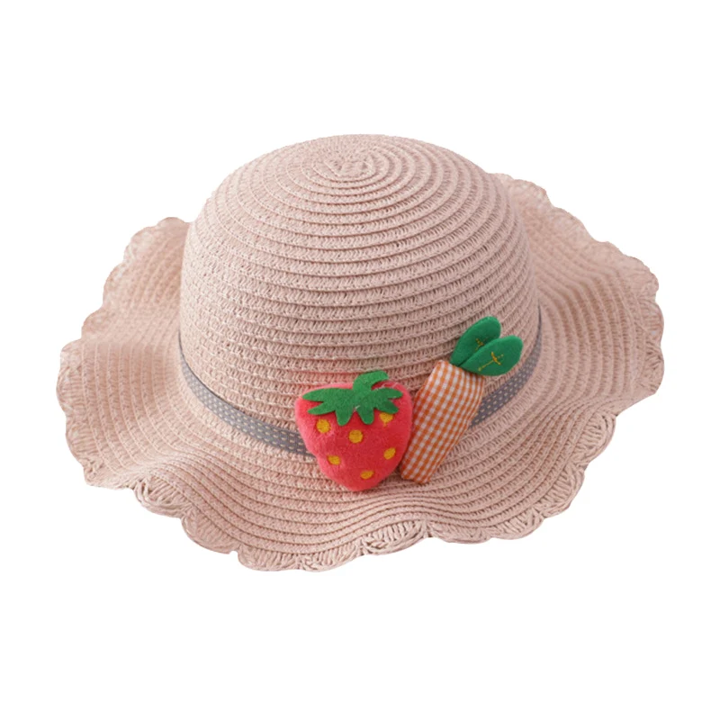 Hat Bag Set Wavy Straw Hats Strawberry Radish Cap Single Shoulder for Kids Spring Summer Beach H66 | Аксессуары для одежды