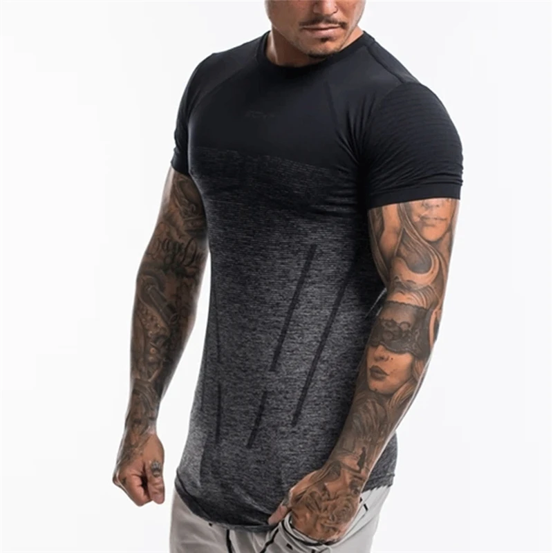 2020 мужская летняя футболка с коротким рукавом для тренажерных залов фитнеса