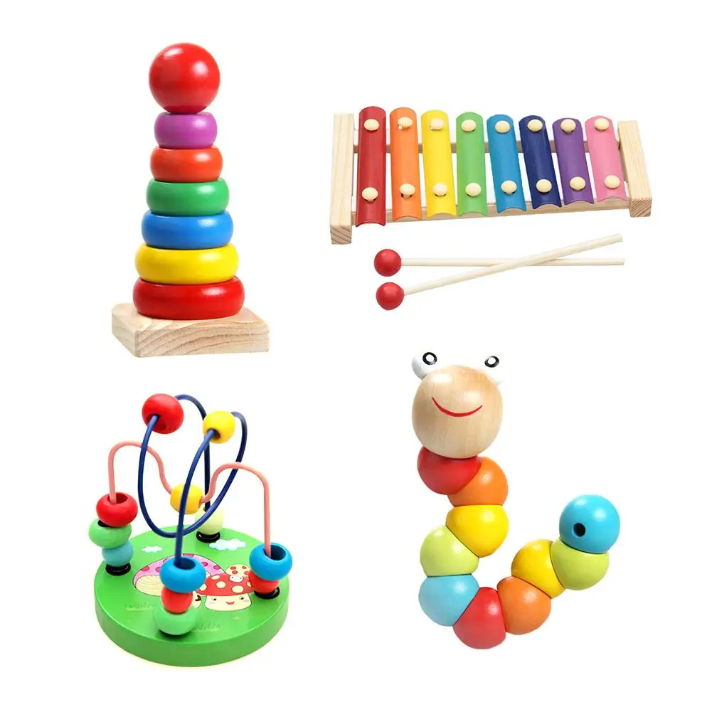 

4 Sets For Early Childhood Educational Toys Hand Harp Boy Girl Musical Toy Wooden 8-note Xylophone For 0-3 Years Old Children