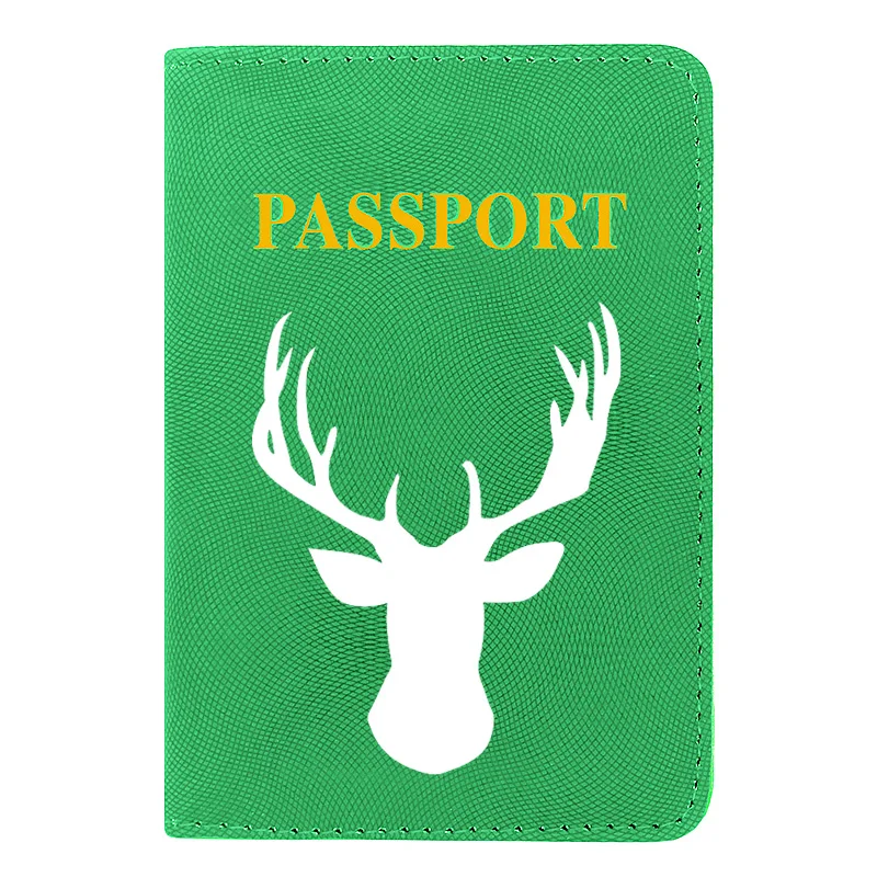 

Vintage Classic Elk Head Printing Passport Cover Pu Leather Travel ID Credit Card Holder Pocket Wallet Bags