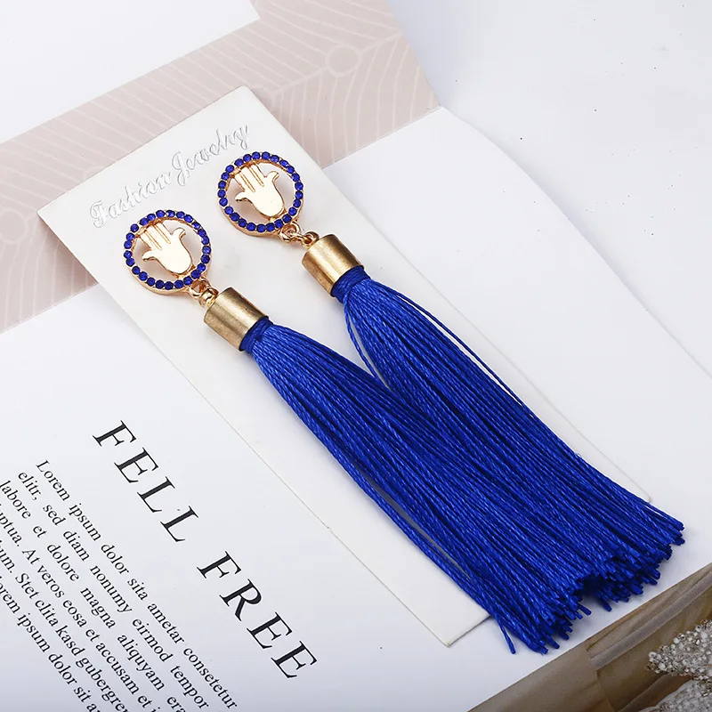 Женские длинные висячие серьги CARTER LISA белые синие красные розовые из шелковой