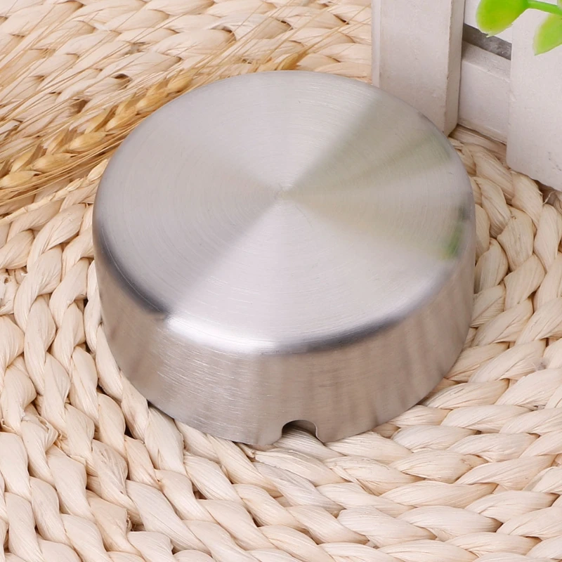 

High-End Stainless Steel Ashtray Durable Round Shape Cigarette Tray Case