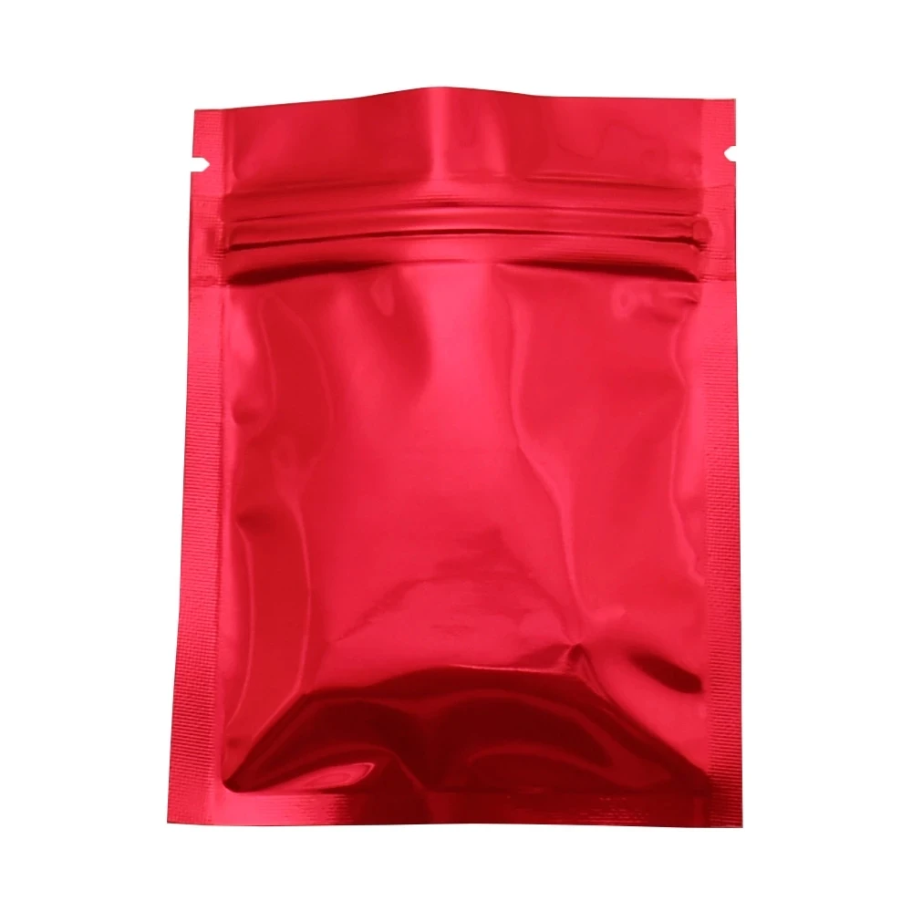 100 шт гладкие красный Алюминий Фольга замка застежка молнии упаковывая мешок