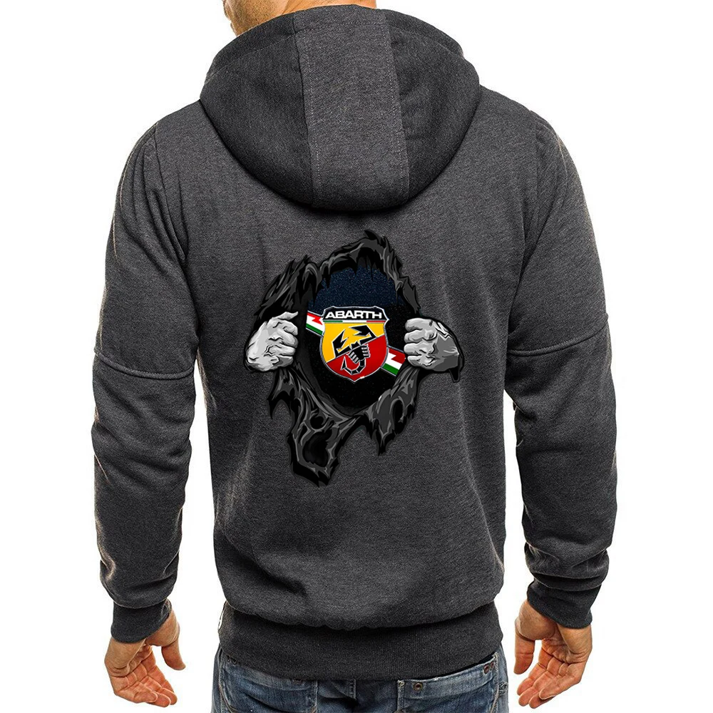 

Men's ABARTH Logo Print Custom Punk Casual Harajuku Gradient Color Hoodies Man Jacket Zipper Punk Leisure Sweatshirts