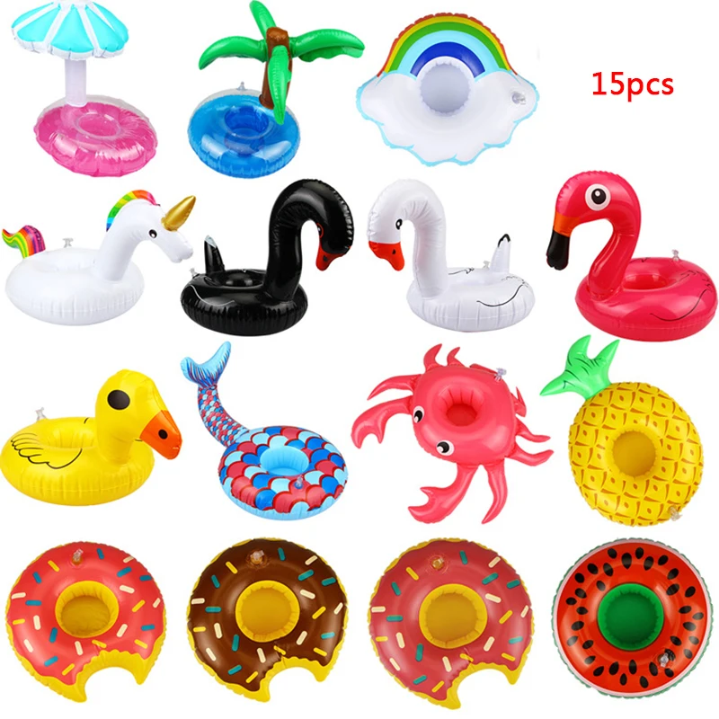 Забавный надувной мини-зонт, водный фламинго, плавающий держатель для чашки для напитков, летние игрушки для бассейна