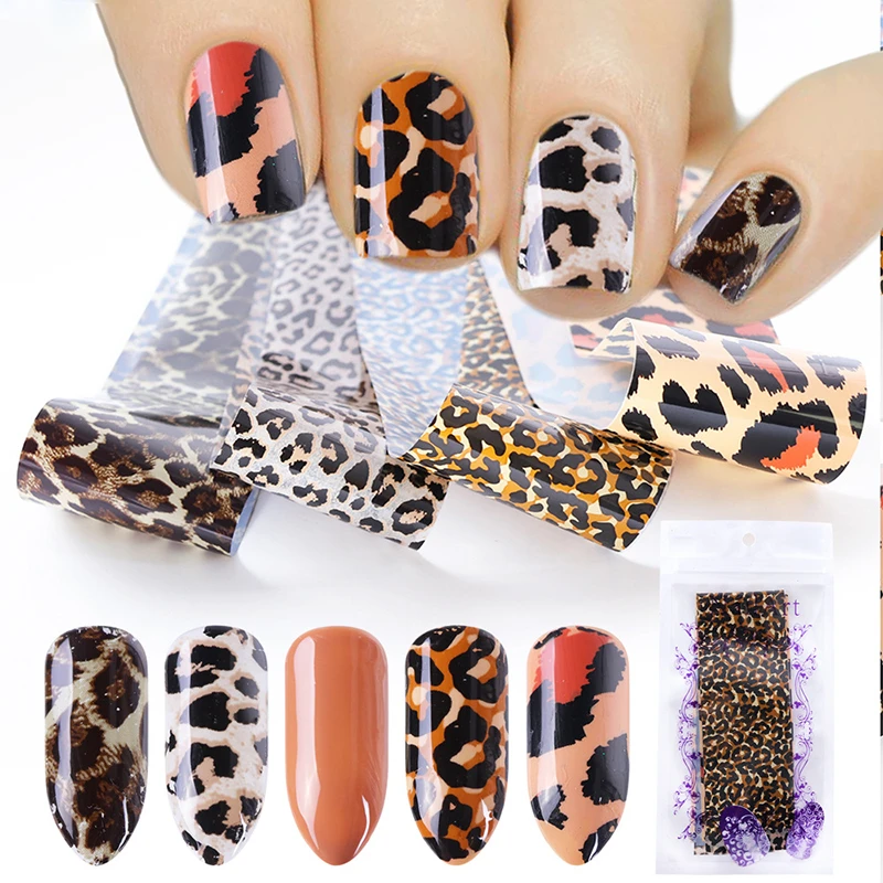 4 шт. Леопардовый принт наклейки на ногти фольги звездное небо обертывание s