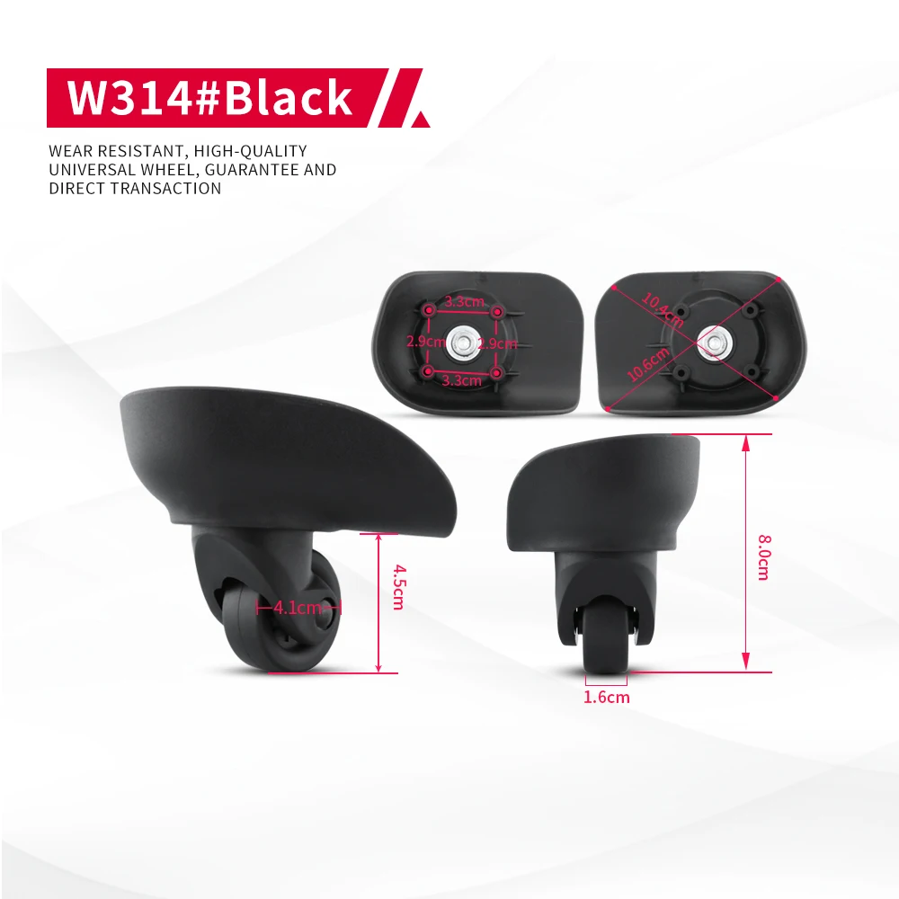 DILONG W314 Luggage Trolley Case Wheel Accessories Universal Wheels Suitcase Casters Pulleys Rubber Silent Durable Roller