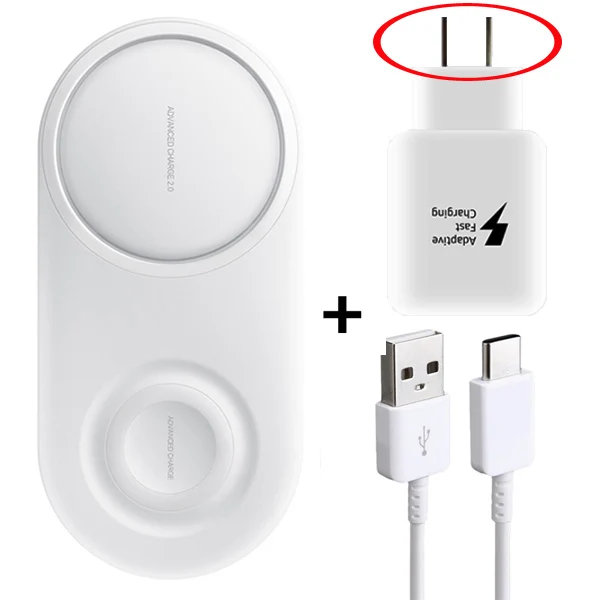 US plug Оригинальное QI Быстрое беспроводное зарядное устройство EP-P5200 Duo Pad для samsung Galaxy Watch S10e S10Plus Note9 S10 Plus S9 S10X+ 25 Вт быстрая настенная - Тип штекера: US plug