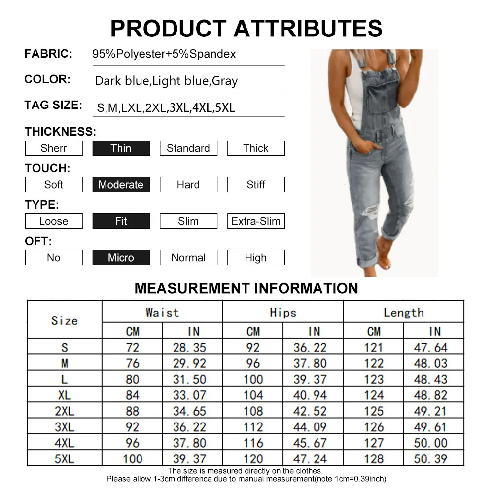 Fashion Women Ladies Baggy Denim Cross Border Special Jeans Bib Full Length Overalls Loose Casual Jumpsuit Hot Suspender 6017