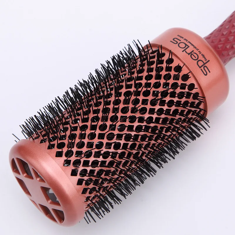 

Hot Selling 3 Different Size Durable Ceramic Red Iron Aluminium Tube Gold Round Comb Hair Dressing Brush Salon Styling Barrel