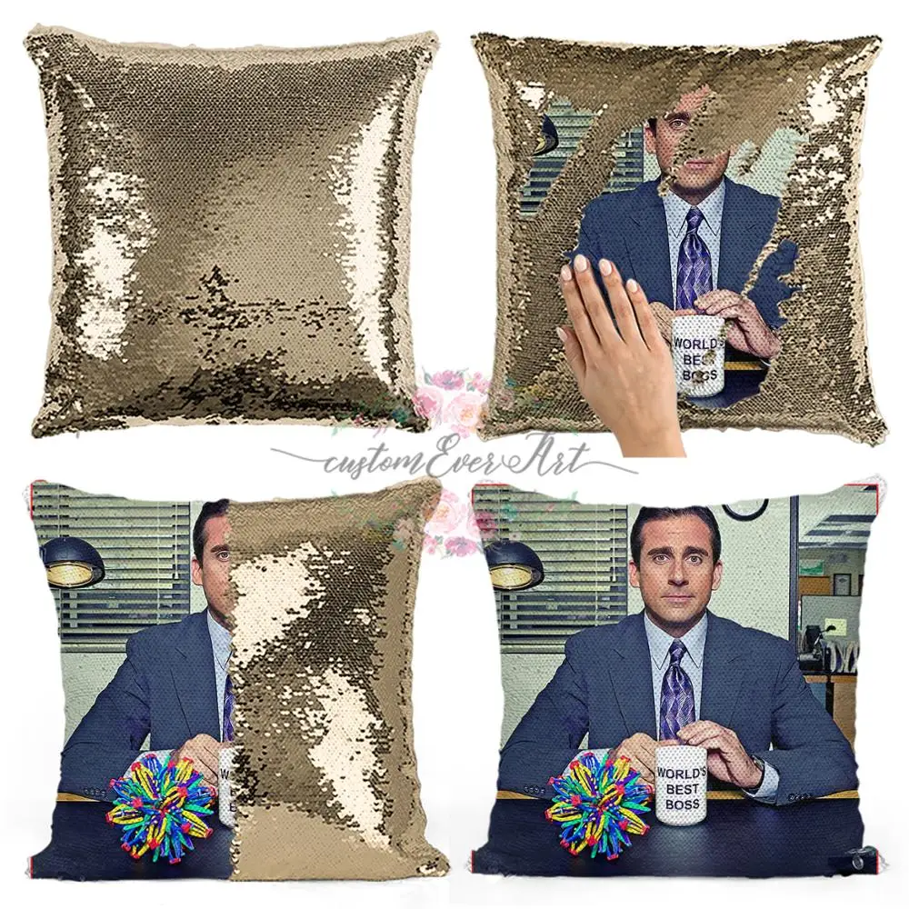 Лучшая в мире Подушка с блестками босса Майкла Скотта | Наволочка Двухцветная