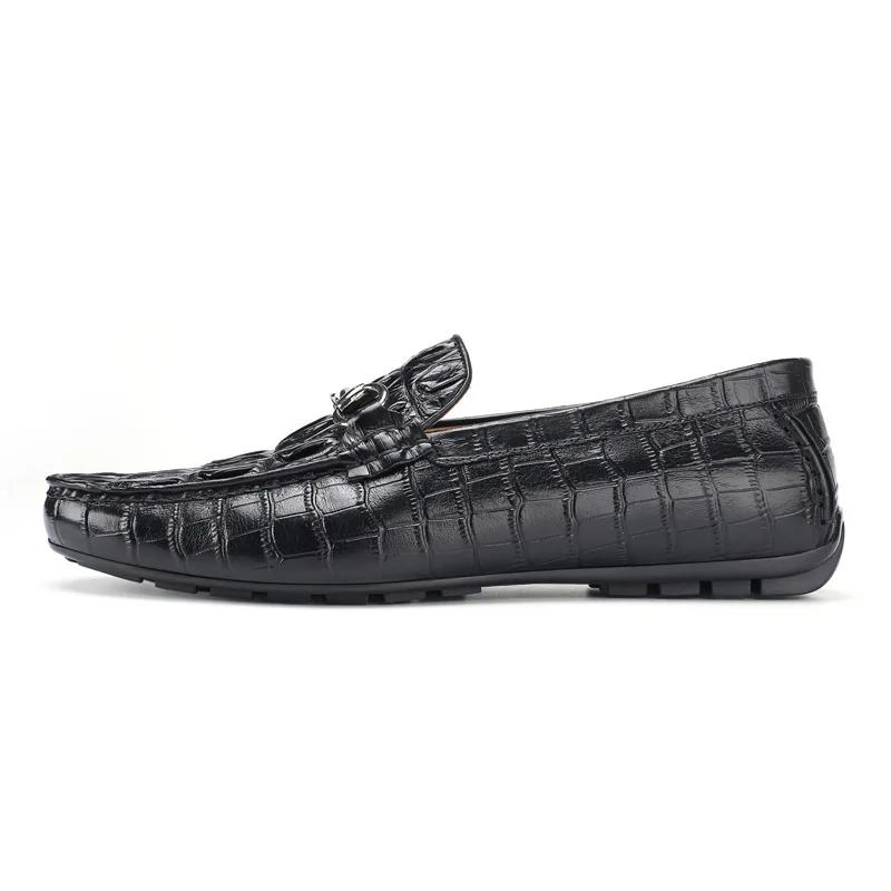 Thailand Crocodile skin loafers on sale luxury men's casual driving shoes slip-on no lace | Обувь