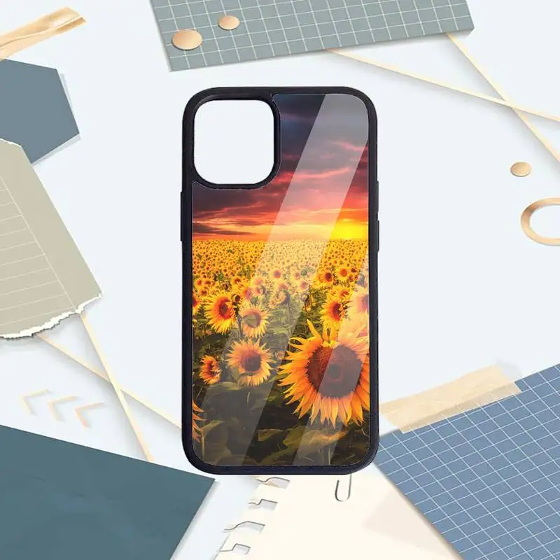 

sunflower besutiful flower Phone Cases PC for iPhone 11 12 pro XS MAX 8 7 6 6S Plus X 5S SE 2020 XR Luxury brand shell funda