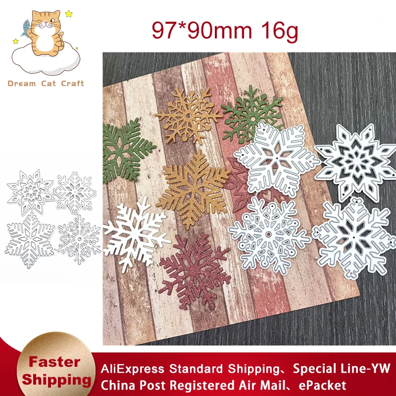 

4Pcs New Merry Christmas Snowflakes Metal Cutting Dies Mold Scrapbook Paper Craft Knife Mould Blade Punch Stencils Dies Cuts