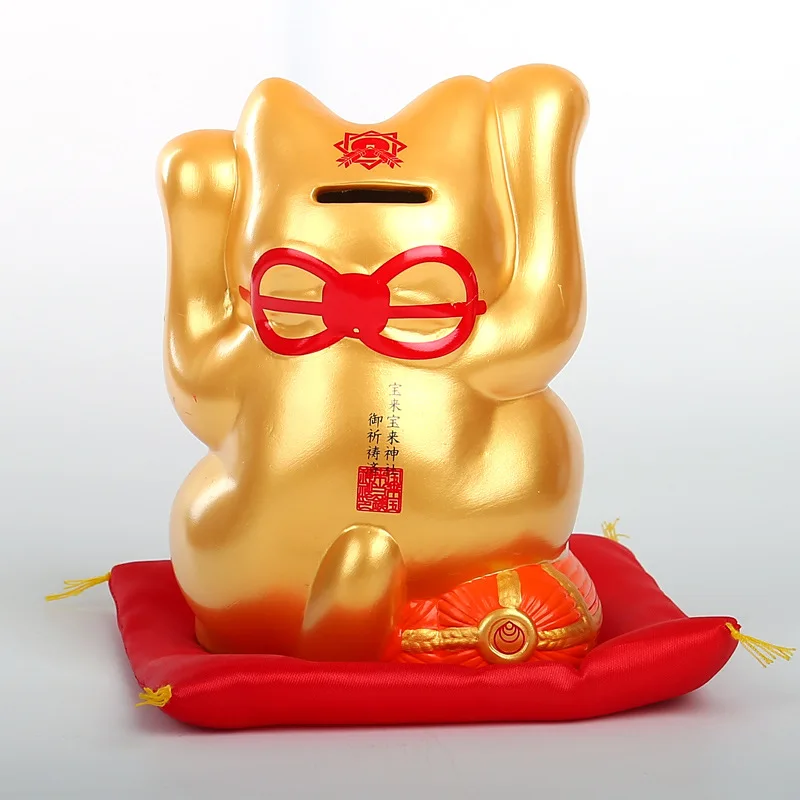 Мастер благословенный Счастливый Кот большой золотой керамический с двумя