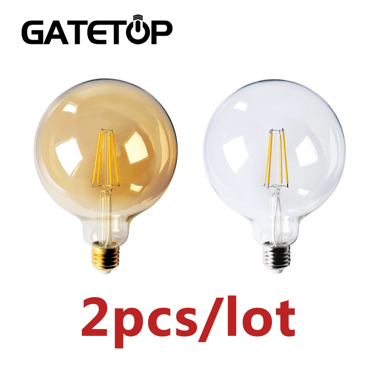 

Chrismas Decor 2pcs/lot Retro Edison LED Filament Bulb G125 8W 220-240V Gold Glass Global Bulb Home Decoration