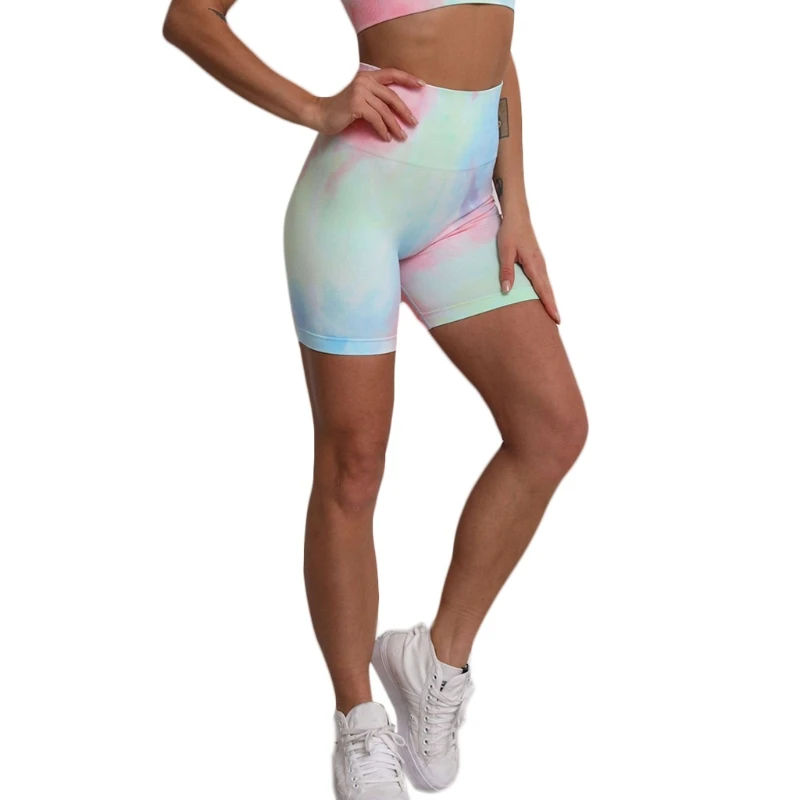 

Women High Waist Biker Shorts Gradient Colorful Yoga Pants Butt Lift Leggings 652D