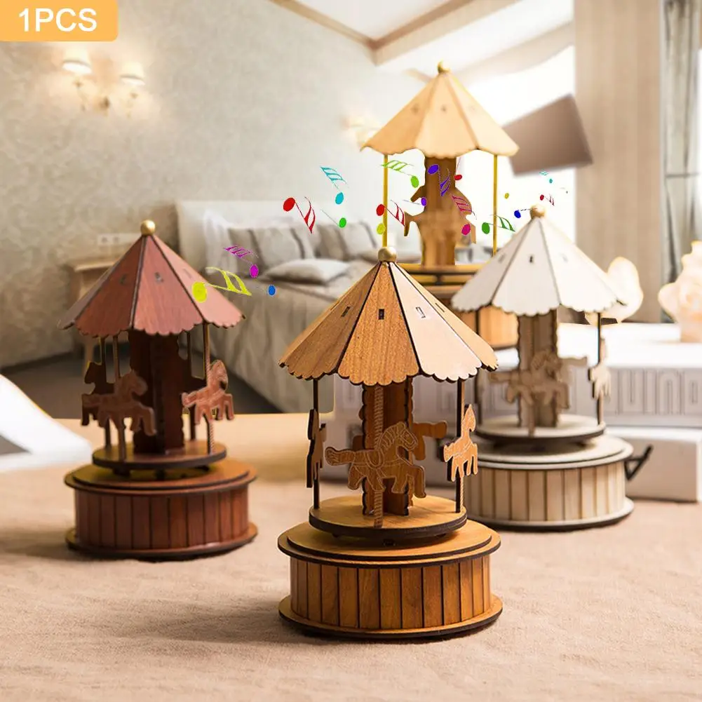 Музыкальная шкатулка Go-Round Horse деревянное украшение для детской комнаты подарок