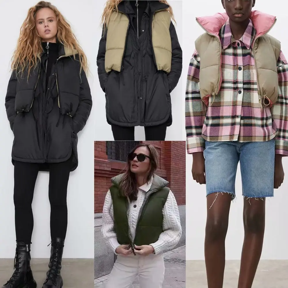 

Vest cotton coat women's coat autumn and winter waistcoat both sides wear warm leisure trend sleeveless vest short down cotton