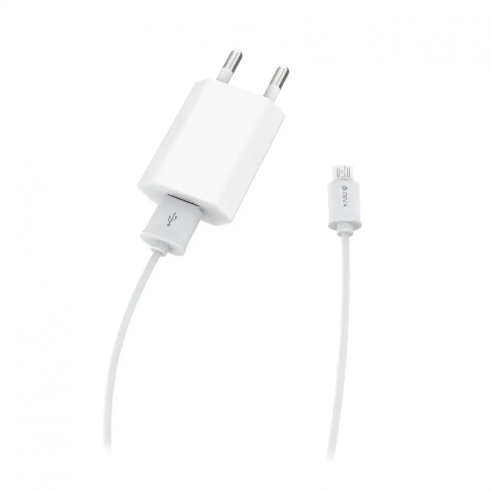 Набор сетевое зарядное устройство с кабелем Micro Usb Devia Smart Charger Suit - White