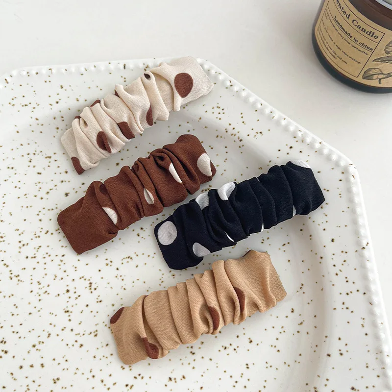 

Milk White Black Coffee Hair Clips Autumn Polka Dot Bb Clip Simple Design Solid Color Girls Children Hairpin Hair Accessories