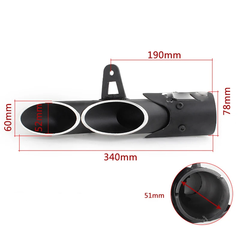 

Universal Modified Motorcycle Exhaust Muffler Pipe New Motorcycle Stainless Steel Dual Outlet Exhaust Muffler Tail Pipe