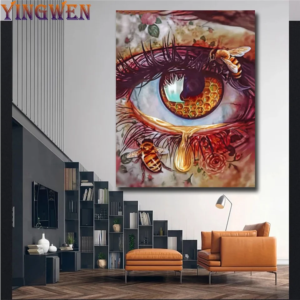 

Full Drill 5D DIY Diamond Painting Eye Bee Flower 3D Diamond Embroidery Mosaic Picture Cross Stitch Art Home Decor Wall Sticker