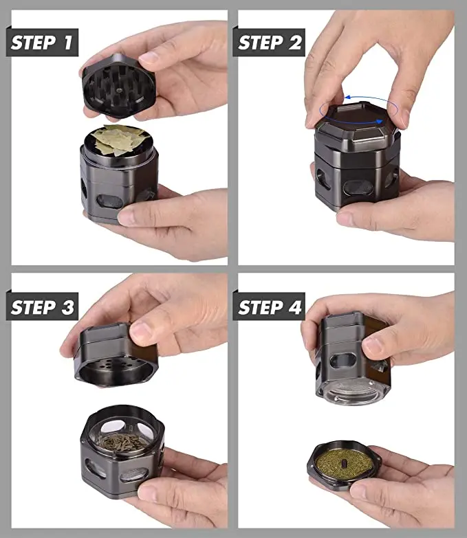Мини-мельница для табака из сплава шестигранная мельница с 4 камерами специй