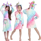 Детский фланелевый банный халат с капюшоном, в виде единорога