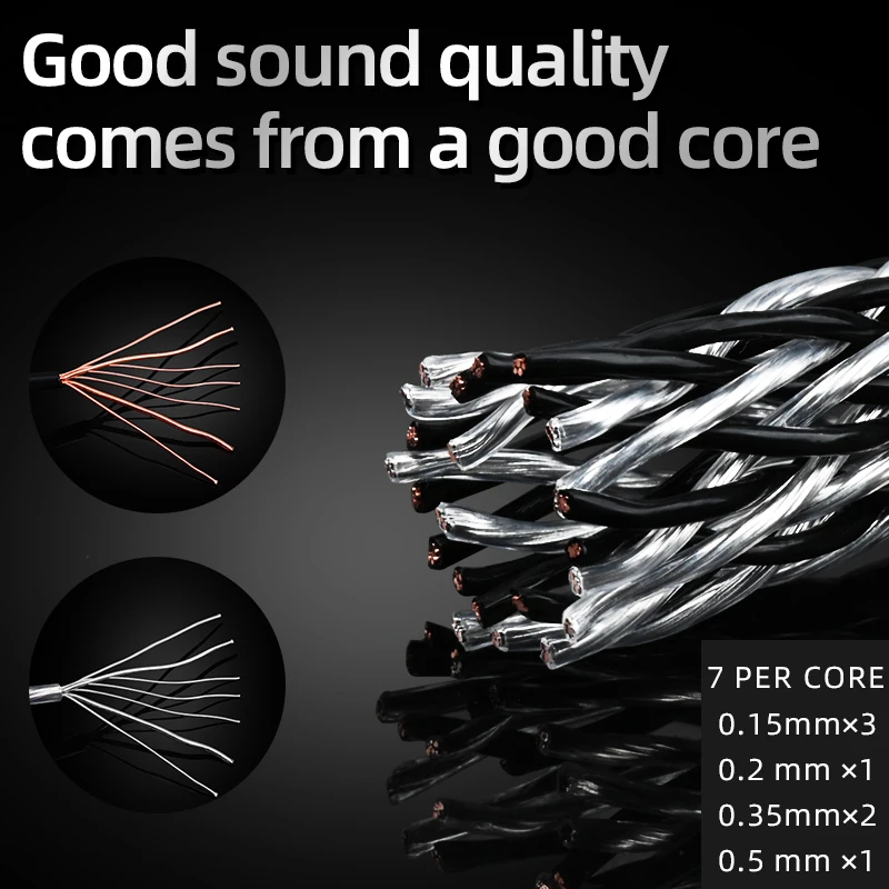 Hi-Fi кабель для динамиков высокой чистоты OCC серебристый смешанный плетеный с