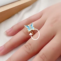 rotate anti stress anxiety rings for women girls cute butterfly daisy ring adjustable fidget spinner ring jewelry bague gift