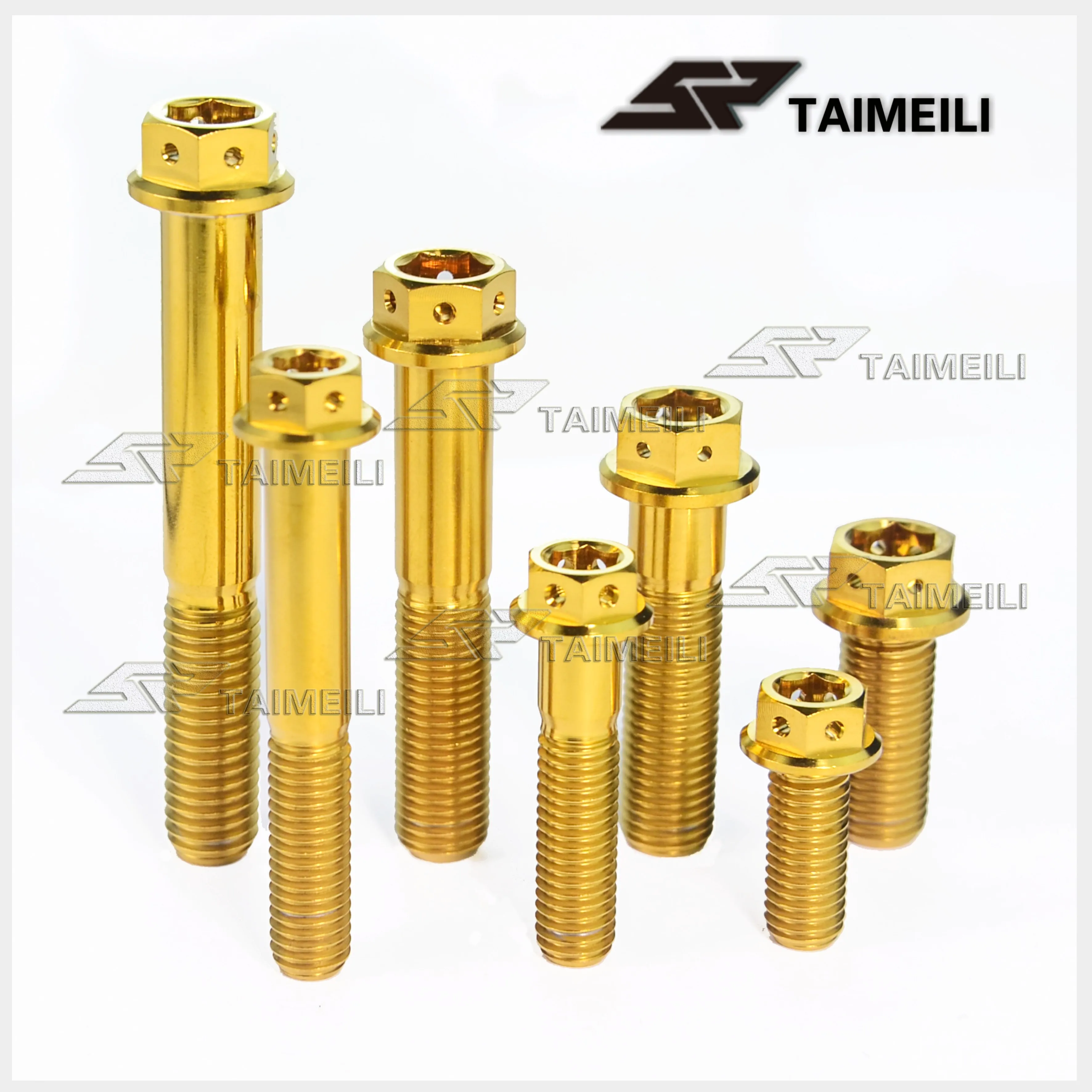 TAIMEILI GR5 Titanium Bolt Flange Head Hexagonal Gold M10/M8x15-70mm Motorcycle Repair Screw Transformation Screw