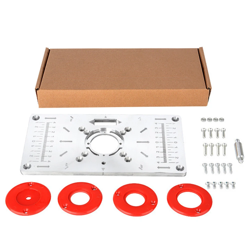

Woodworking Trimming Machine Flip Board Router Table Insert Plate Set Router Table Plate Trimming Machine with Rings
