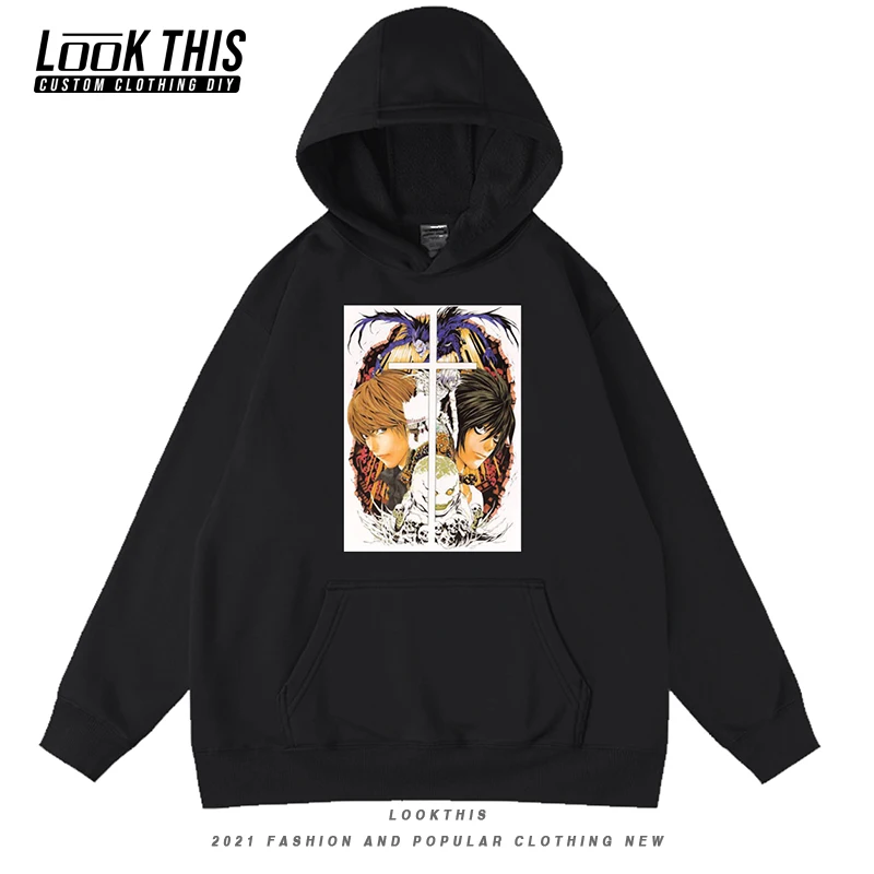 

Anime Death Note Letter Print Unisex Hoodies Men's Pullover Ryuuku Hooded Funny Cool Hoodie Sweatshirt Men Street Clothes Tops