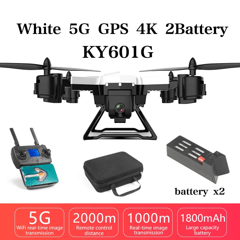 White 5G GPS 4K 2B Новое поступление Дрон с GPS Квадрокоптер 2000 метров расстояние управления RC вертолет Дрон с 5G 4K HD камера складной KY601G KY601S - Цвет: White 5G GPS 4K 2B