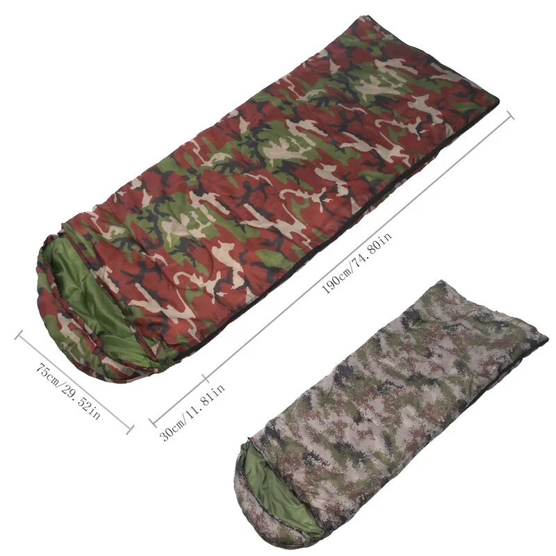 

Camping Sleeping Bag Lightweight Warm & Cold Envelope Cushion Camouflage Sleep Case Outdoor Traveling Hiking Quilt Waterproof