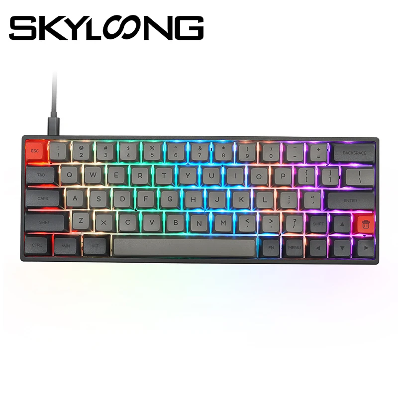 

SKYLOONG SK64 64-Key Gaming Mechanical Keyboard Gateron Optical Switches Compatible WIth Mac/Windows Language Stickers 60% RGB