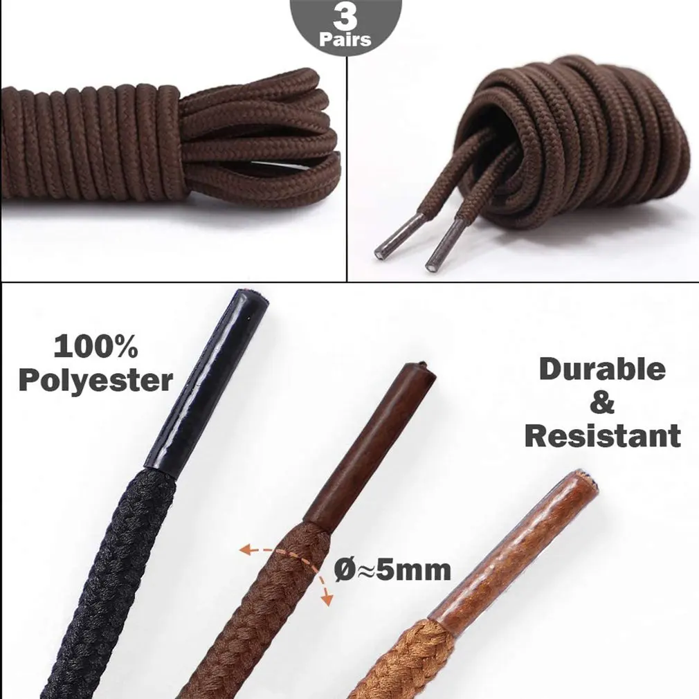 

4 Pair Round Shoelaces Polyester Solid Classic Martin Boot Shoelace Casual Sports Boots shoes Lace 90cm/120cm/150cm 21 Colors