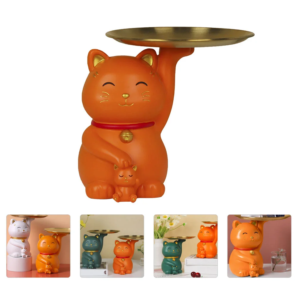 

1Pc Fortune Cat Key Storage Holder Jewelry Storage Tray Desktop Decoration