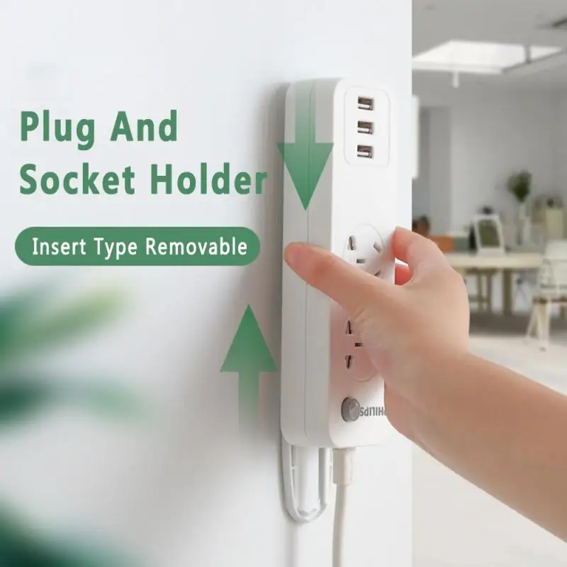 

1 Pc Home Plug Holder Wall-mounted Wire Seamless Plug Row Line Board Wall Sticker Socket Buckle Router Storage Cable Manager
