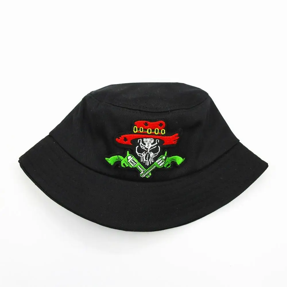 

Хлопковая Панама с геометрической вышивкой в виде черепа, шапка рыбака, уличная дорожная шапка, Солнцезащитная шапка, шапки для мужчин и жен...