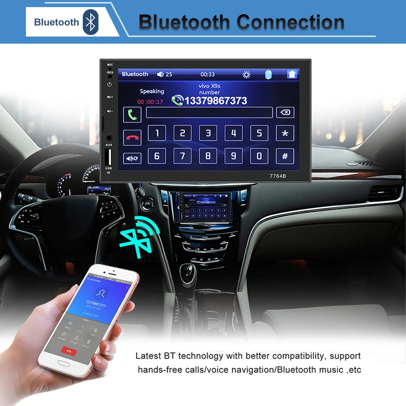 2 DIN MP5 плеер Авторадио Bluetooth автомобильное радио 7 дюймовый сенсорный экран Mirrorlink
