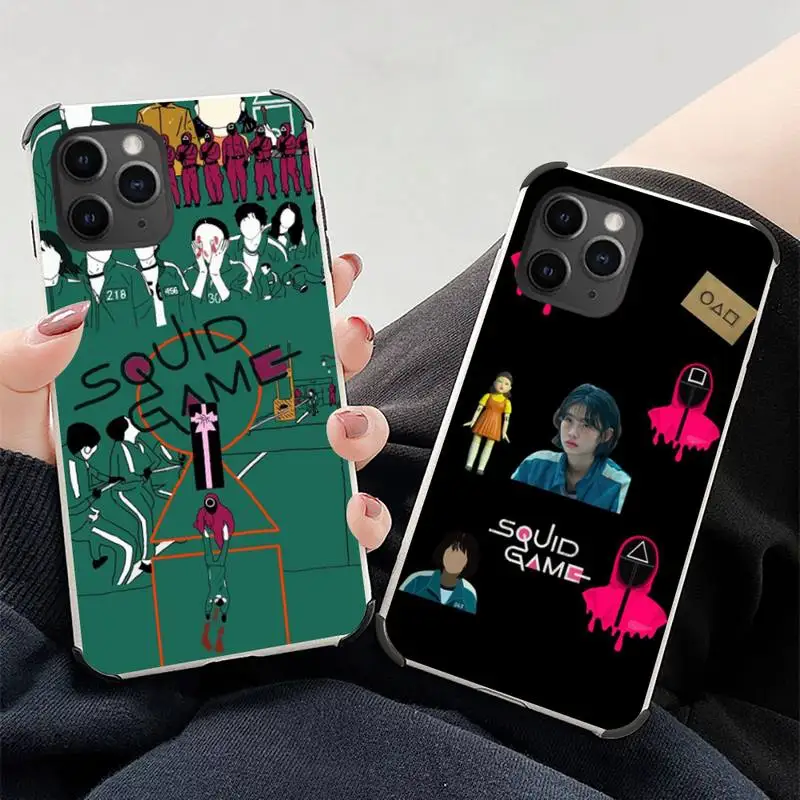 

Round Six Squid Game soft Phone Case Lambskin Leather For iphone 12 11 8 7 6 XR X XS PLUS MINI PLUS PRO MAX Shockproof capa