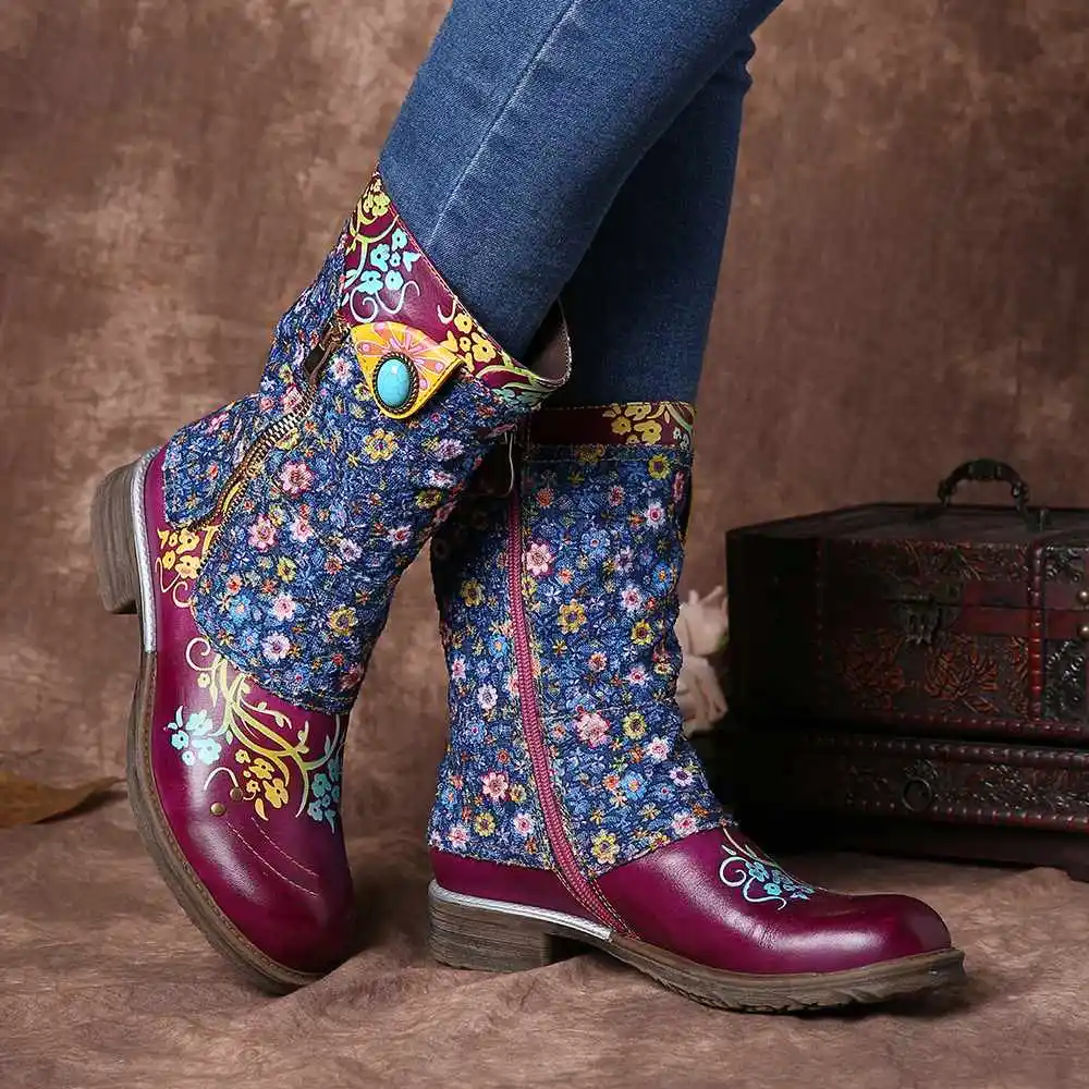 Сапоги SOCOFY из натуральной кожи в стиле ретро Zapatillas Кожаные сапоги на плоской