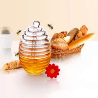 honey dispenser acrylic jam jar kitchen bar liquids storage container honeycomb shaped syrup honey pot dinner tool