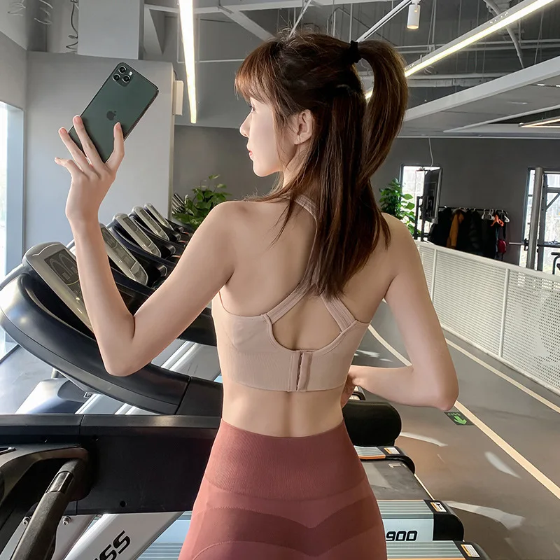 

Sports Underwear for Women High Impact Padded Shock Proof Stretchy Breathable Running Bralette Fitness Solid Color Push Up Bra