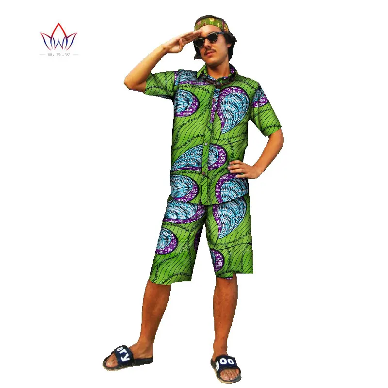 Гавайская рубашка и брюки Дашики Мужская африканская одежда с коротким рукавом