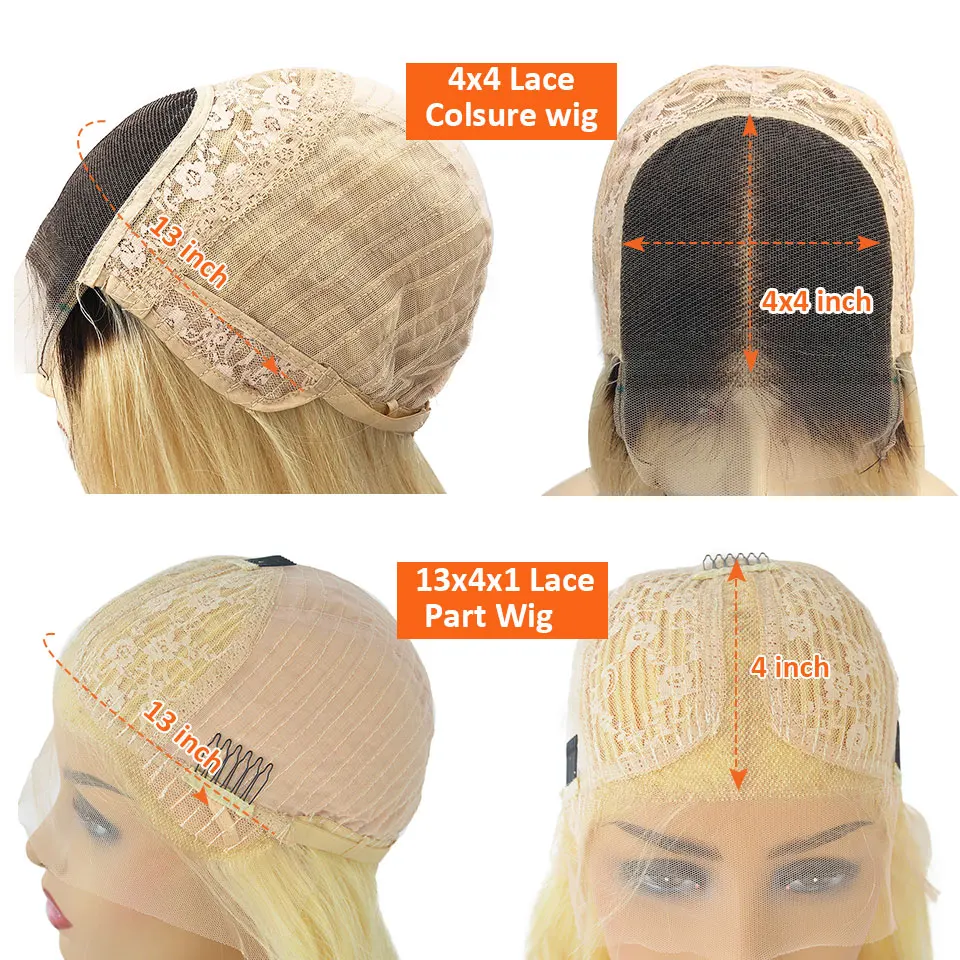 

T4/613 Ombre Blonde Human Hair Lace Front Wig Preplucked Body Wave Closure Wig Brazilian Remy Straight Human Hair Wigs For Women