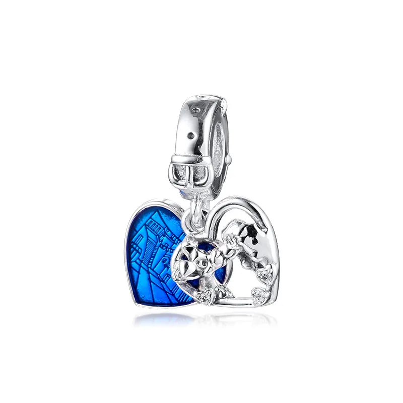 Christmas New Lady Heart Charms for Jewelry Making Color Enamel Bracelets Valentine Day Pet Dogs Pendant Silver 925 | Украшения и